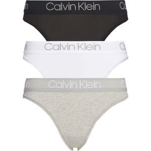 Calvin Klein dames tanga slips (3-pack), met hoge beenuitsnijding,  zwart, wit en grijs -  Maat: S