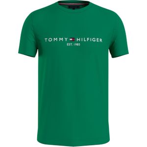 Tommy Hilfiger Tommy Logo Tee, heren T-shirt korte mouw O-hals, groen -  Maat: S