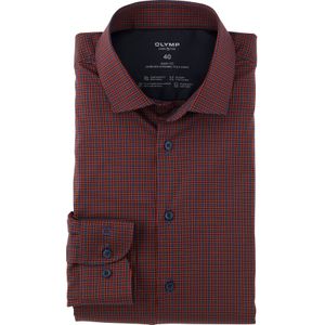OLYMP 24/7 Level 5 body fit overhemd, Dynamic Flex, oranjerood geruit