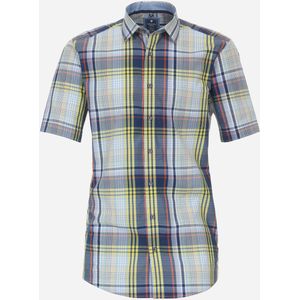 3 voor 99 | Redmond comfort fit overhemd, korte mouw, popeline, blauw geruit 45/46