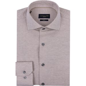 Cavallaro Napoli Briziano slim fit overhemd, tricot, zandkleurig