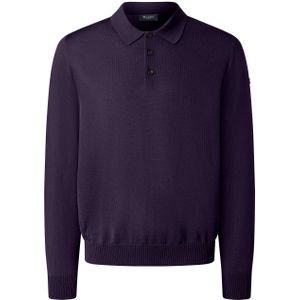 MAERZ Classic Fit heren trui met polokraag wol, paars