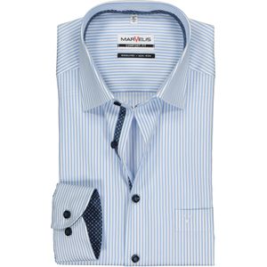 MARVELIS comfort fit overhemd, lichtblauw met wit gestreept (contrast) 43