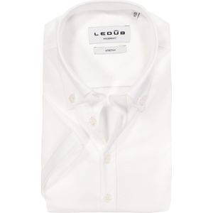 Ledub modern fit overhemd, korte mouw, jersey, wit