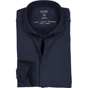 OLYMP 24/Seven Luxor modern fit overhemd, tricot, donkerblauw met wit blauw gestipt 44