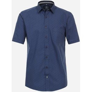 3 voor 99 | Redmond modern fit overhemd, korte mouw, popeline, blauw dessin 39/40