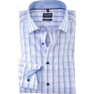 OLYMP Luxor modern fit overhemd, popeline, bleu geruit