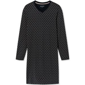 SCHIESSER Fine Interlock nachthemd, heren nachthemd lange mouw interlock V-hals nachtblauw gedessineerd