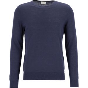 OLYMP Level 5 body fit trui wol met zijde, O-hals, marine blauw -  Maat: XXL