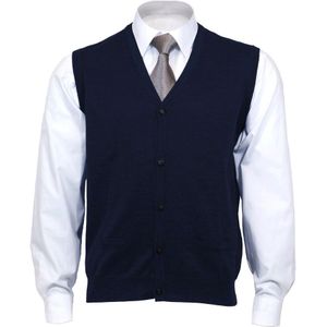 OLYMP modern fit mouwloos vest wol, V-hals, marine blauw