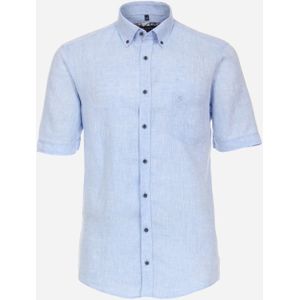 CASA MODA Sport casual fit overhemd, korte mouw, linnen, blauw 51/52