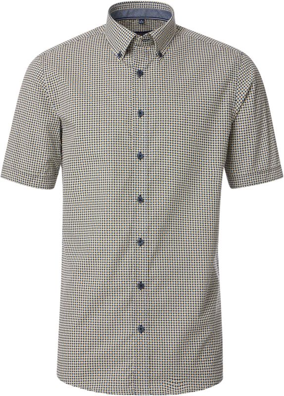 CASA MODA - Sport Comfort Fit - Overhemd - Blauw Dessin - Korte Mouw - Strijkvriendelijk