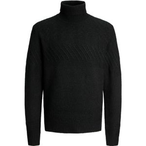 JACK & JONES Milo knit roll neck slim fit, heren pullover wolmengsel met col, zwart -  Maat: S
