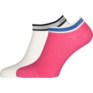 Calvin Klein damessokken Spencer (2-pack), enkelsokken logo boord, wit en roze -  Maat: One size