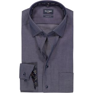 OLYMP Luxor modern fit overhemd, structuur, marine blauw