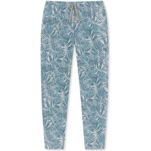 SCHIESSER Mix+Relax loungebroek lang, heren loungebroek lang organic cotton bladeren grijsmelange