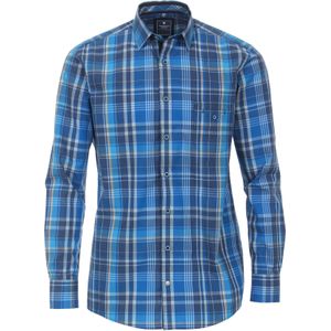 3 voor 99 | Redmond modern fit overhemd, popeline, blauw geruit