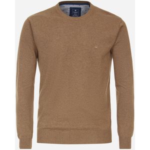 Redmond heren trui katoen, O-hals, camel (middeldik) -  Maat: 4XL