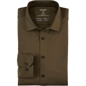 OLYMP No. 6 Six super slim fit overhemd, mouwlengte 7, tricot, modderbruin