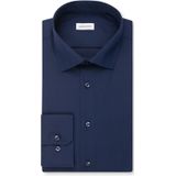 Seidensticker - Businessoverhemd - Donkerblauw - Shaped 1/1 Extra Lange Kentkraag - Effen
