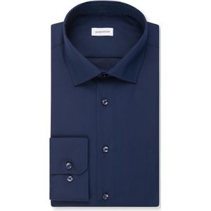 Seidensticker - Businessoverhemd - Donkerblauw - Shaped 1/1 Extra Lange Kentkraag - Effen