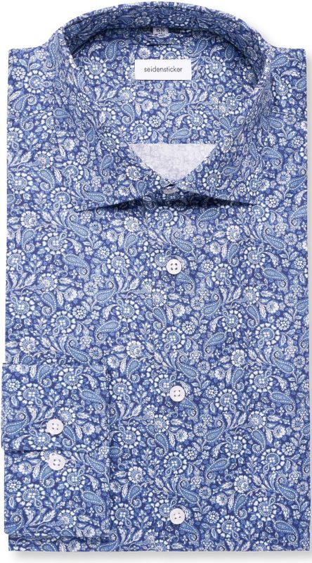 Seidensticker slim fit overhemd, popeline, blauw dessin