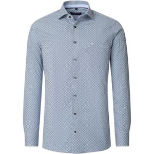 CASA MODA modern fit overhemd, popeline, blauw met wit dessin