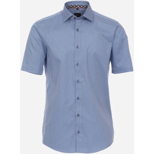 VENTI modern fit overhemd, korte mouw, popeline, blauw dessin 38