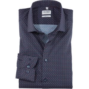 OLYMP Level 5 body fit overhemd, popeline, rood dessin