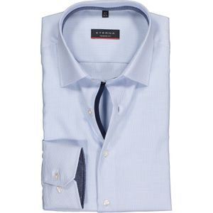 ETERNA modern fit overhemd, twill structuur heren overhemd, lichtblauw (donkerblauw contrast) 45