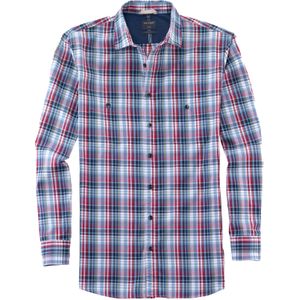 OLYMP Casual modern fit overhemd, twill, rood geruit 45/46