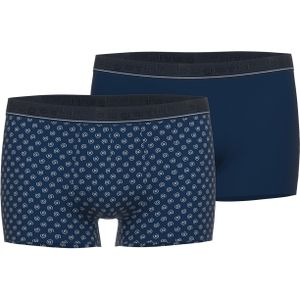 BUGATTI heren boxer normale lengte (2-pack), donkerblauw dessin -  Maat: XL