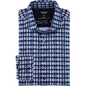 OLYMP 24/7 Level 5 body fit overhemd, tricot, marineblauw dessin