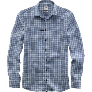 OLYMP Smart Casual Level 5 body fit overhemd, structuur, marineblauw geruit