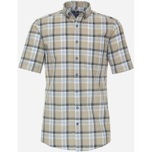 3 voor 99 | Redmond modern fit overhemd, korte mouw, popeline, beige geruit 41/42