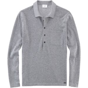 OLYMP Level Five body fit polo lange mouw katoen, zilvergrijs (gebreid)