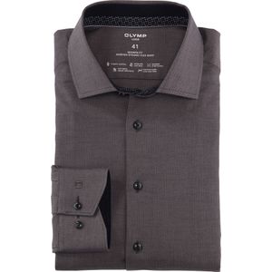 OLYMP Luxor 24/7 modern fit overhemd, popeline, antraciet