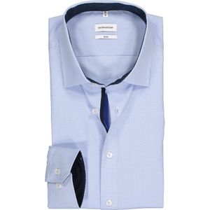 Seidensticker slim fit overhemd, blauw met wit geruit (contrast) 41
