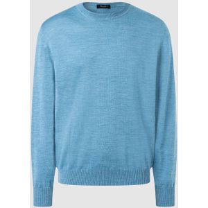 MAERZ Classic Fit heren trui met O-hals wol, lichtblauw