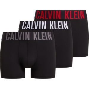 Calvin Klein Trunk (3-pack), heren boxers normale lengte, zwart met gekleurde tailleband -  Maat: M