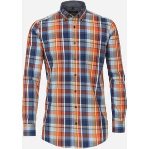 CASA MODA Sport comfort fit overhemd, seersucker, oranje geruit 45/46