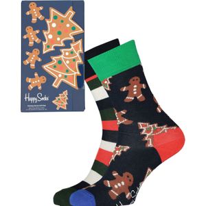 Happy Socks Gingerbread Cookies Socks Gift Set (2-pack), unisex sokken, kerstkoekjes - Unisex - Maat: 41-46