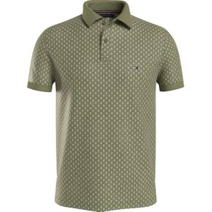 Tommy Hilfiger Micro Print Slim Polo, heren poloshirt, licht olijfgroen
