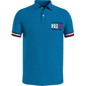 Tommy Hilfiger slim fit heren polo, New York Flag Slim Polo, blauw