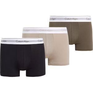 Calvin Klein Trunk (3-pack), heren boxers normale lengte, zwart, groen, beige