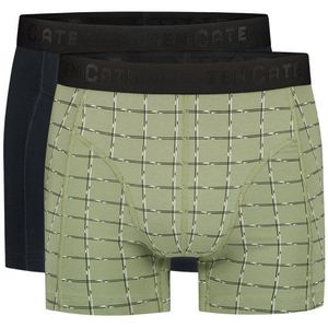 TEN CATE Basics men shorts (2-pack), heren boxers normale lengte, zwart en groen dessin