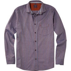 OLYMP Casual modern fit overhemd, twill, bruin gestreept 47/48