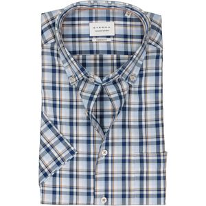 ETERNA modern fit overhemd korte mouw, twill, turquoise geruit 40
