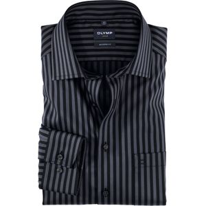 OLYMP Luxor modern fit overhemd, popeline, zilvergrijs gestreept
