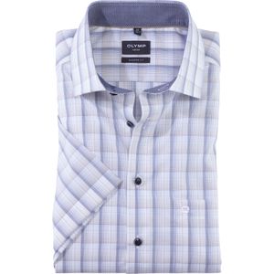 OLYMP Luxor modern fit overhemd, korte mouw, popeline, natuur geruit